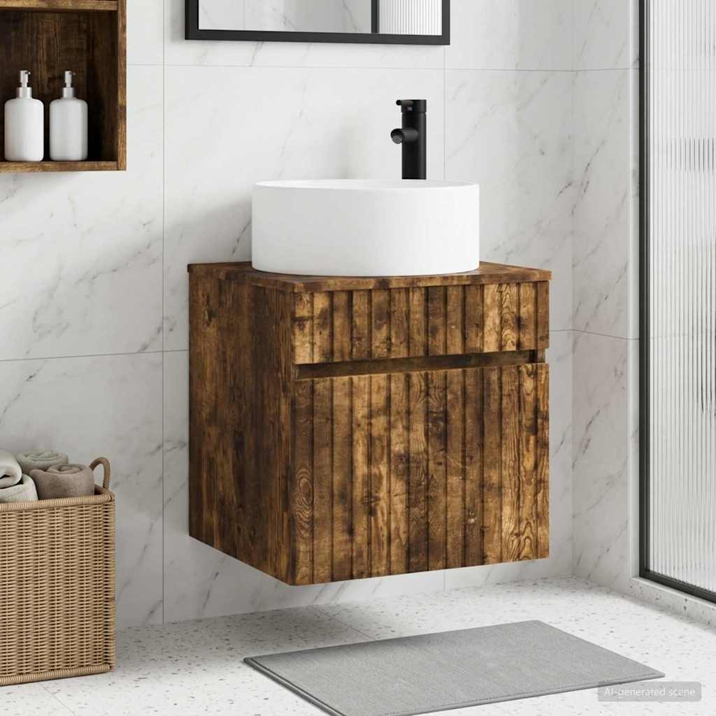 vidaXL Wall-mounted Sink Vanity Smoked Oak 49 x 44.5 x 65.5 cm