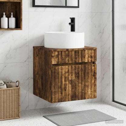 vidaXL Wall-mounted Sink Vanity Smoked Oak 49 x 44.5 x 65.5 cm