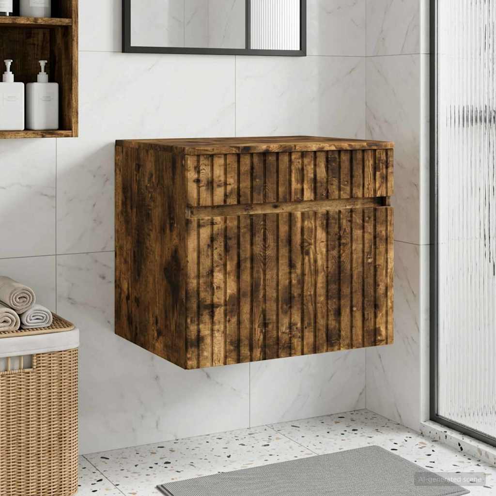 vidaXL Wall-mounted Bathroom Cabinet Smoked Oak 59 x 44.5 x 50 cm