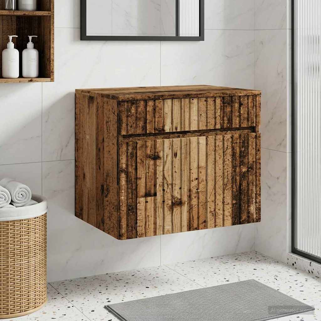 vidaXL Wall-mounted Bathroom Cabinet Old Wood 59 x 44.5 x 50 cm