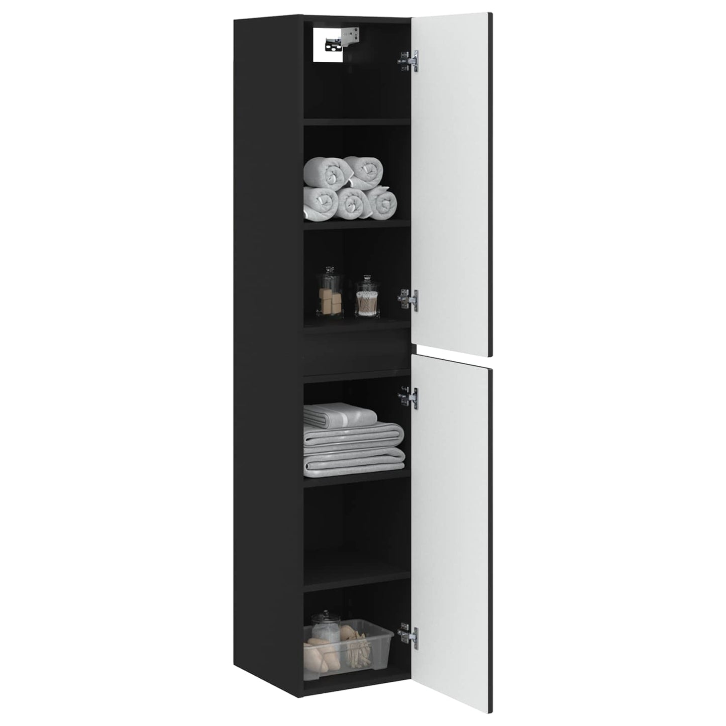 vidaXL Wall-mounted Bathroom Cabinet Black 33 x 34.5 x 160 cm