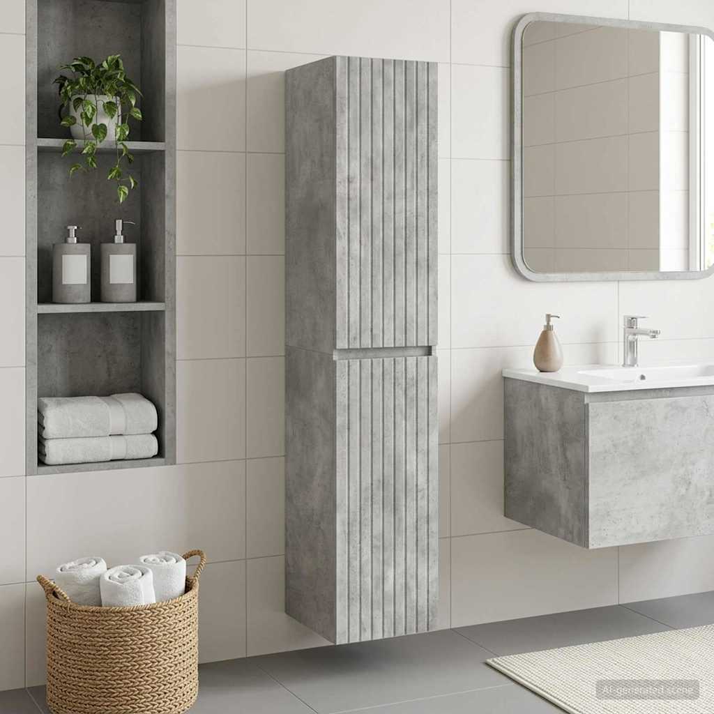 vidaXL Wall-mounted Bathroom Cabinet Concrete Grey 33 x 34.5 x 160 cm