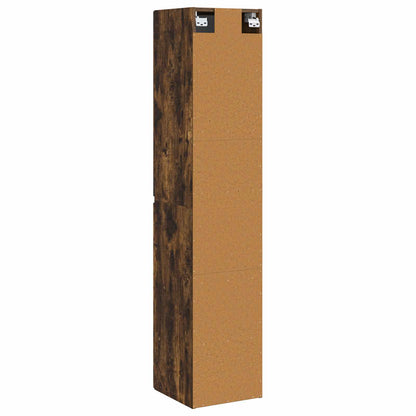 vidaXL Wall-mounted Bathroom Cabinet Smoked Oak 33 x 34.5 x 160 cm