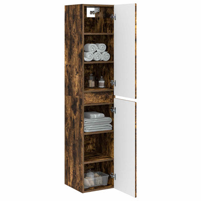 vidaXL Wall-mounted Bathroom Cabinet Smoked Oak 33 x 34.5 x 160 cm