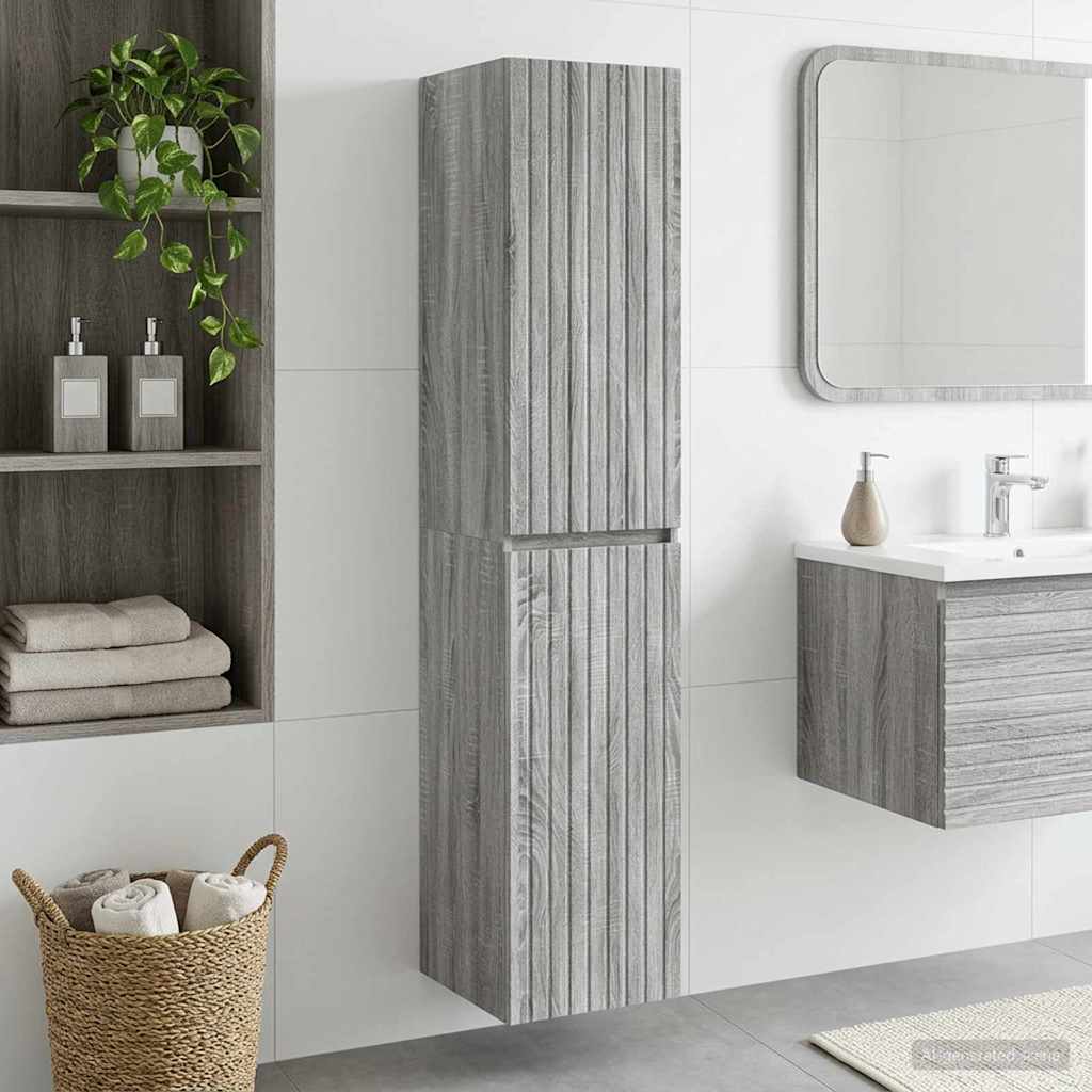 vidaXL Wall-mounted Bathroom Cabinet Grey Sonoma 33 x 34.5 x 160 cm
