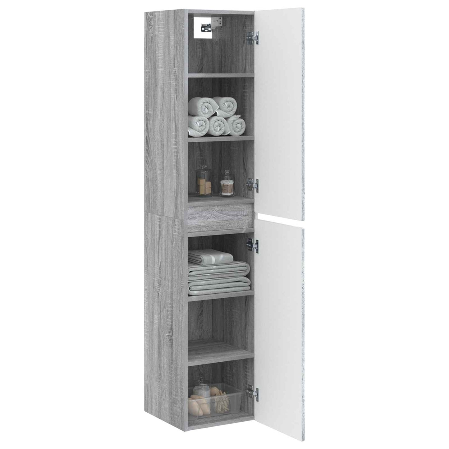vidaXL Wall-mounted Bathroom Cabinet Grey Sonoma 33 x 34.5 x 160 cm