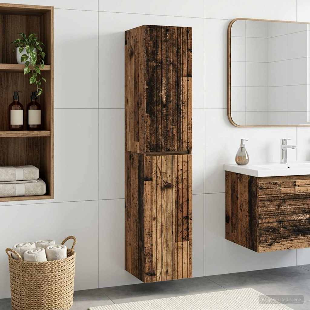 vidaXL Wall-mounted Bathroom Cabinet Old Wood 33 x 34.5 x 160 cm