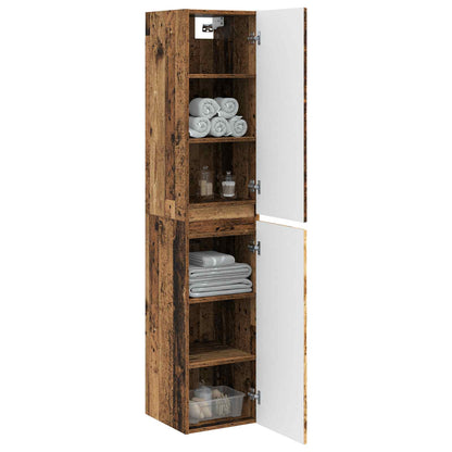 vidaXL Wall-mounted Bathroom Cabinet Old Wood 33 x 34.5 x 160 cm