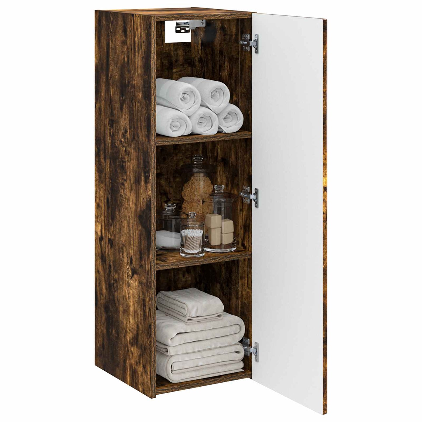 vidaXL Wall-mounted Bathroom Cabinet Smoked Oak 33 x 34.5 x 100 cm