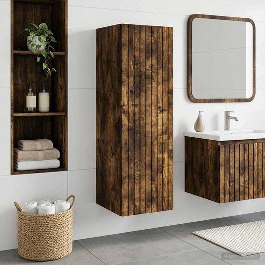vidaXL Wall-mounted Bathroom Cabinet Smoked Oak 33 x 34.5 x 60 cm