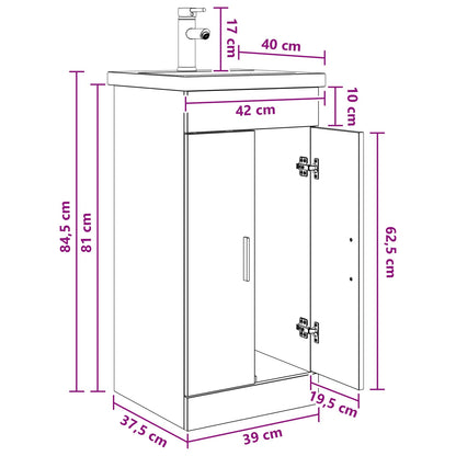 vidaXL Bathroom Vanity with Sink White 42 x 40 x 84.5 cm