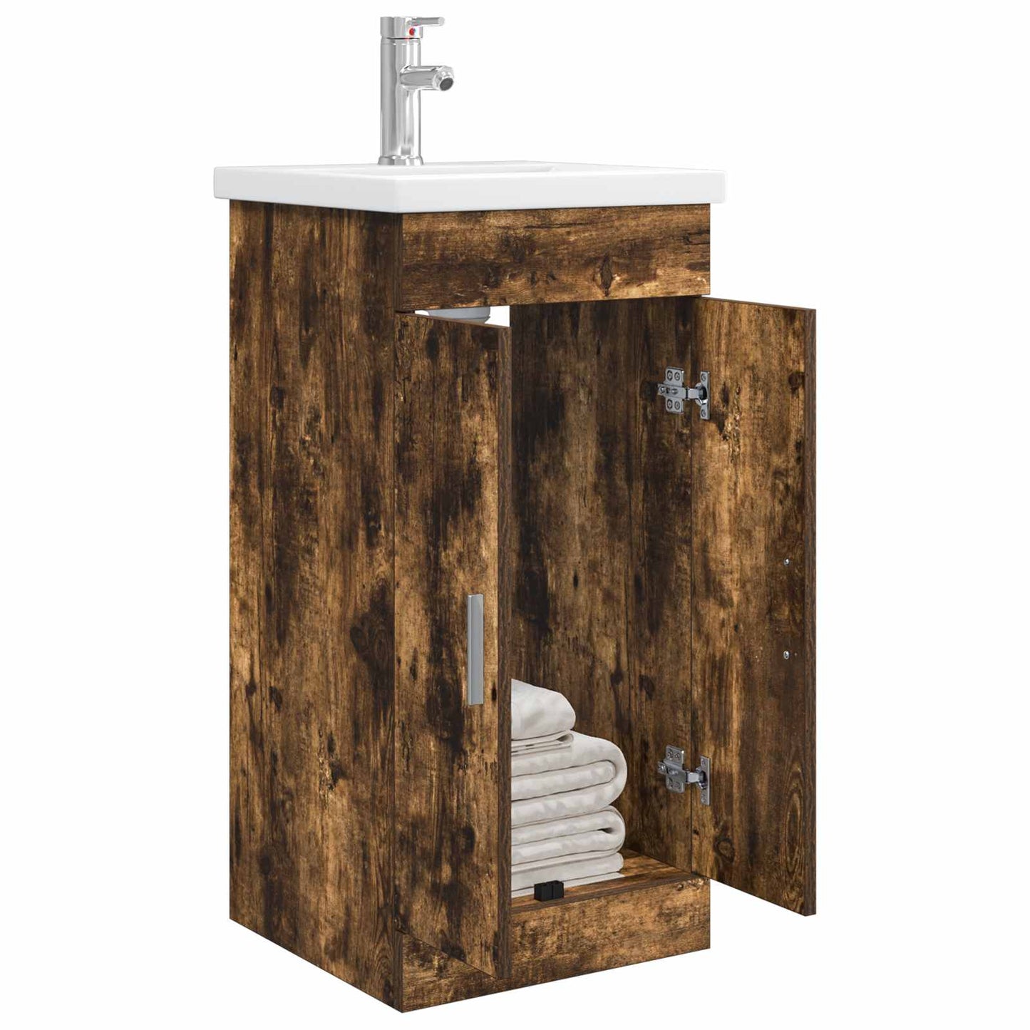 vidaXL Bathroom Vanity with Sink Smoked Oak 42 x 40 x 84.5 cm