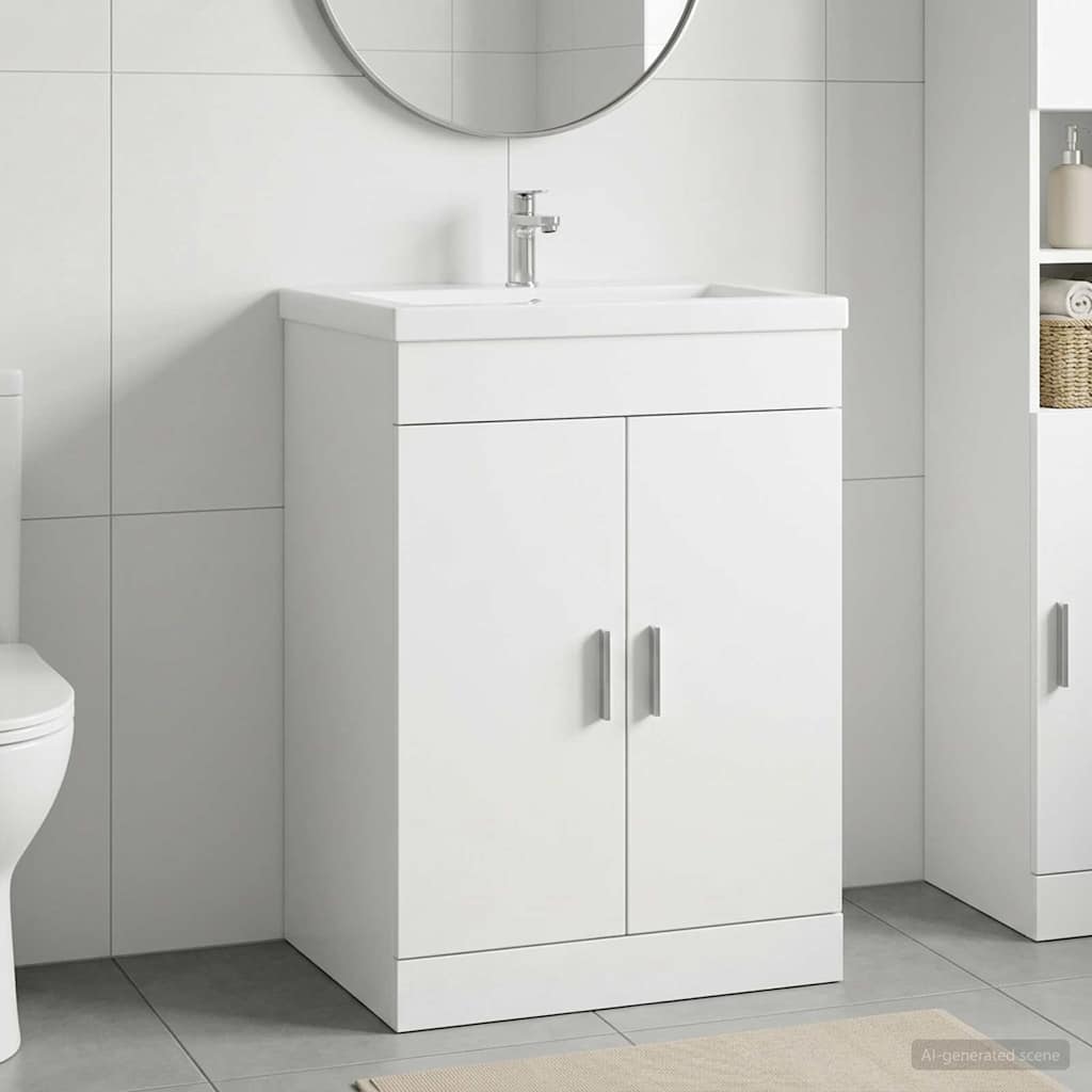 vidaXL Bathroom Under Sink Cabinet White 56 x 37.5 x 81 cm