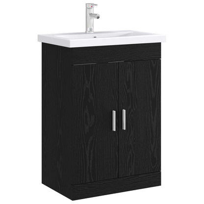 vidaXL Bathroom Under Sink Cabinet Black Oak 56 x 37.5 x 81 cm