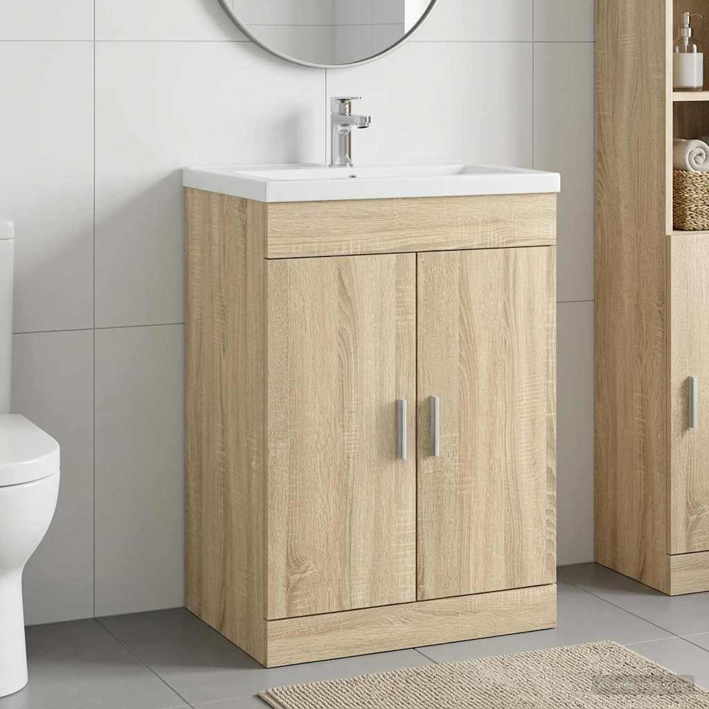 vidaXL Bathroom Under Sink Cabinet Sonoma Oak 56 x 37.5 x 81 cm