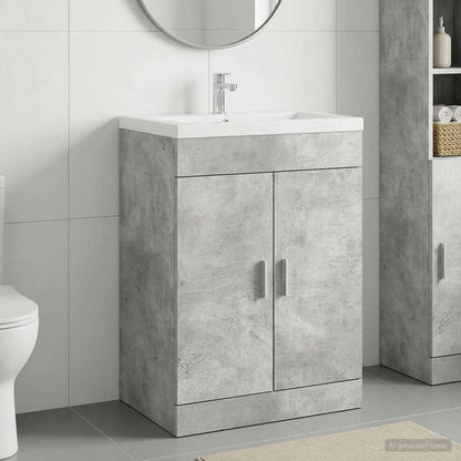 vidaXL Bathroom Under Sink Cabinet Concrete Grey 56 x 37.5 x 81 cm