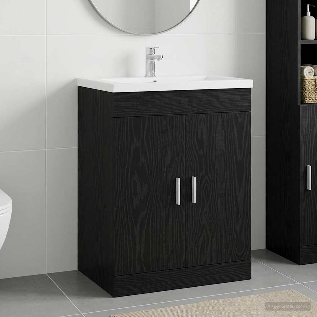 vidaXL Bathroom Under Sink Cabinet Black Oak 78.5 x 37.5 x 81 cm