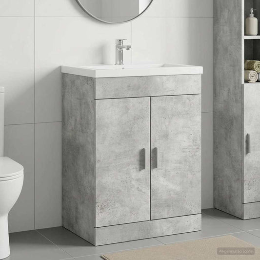 vidaXL Bathroom Under Sink Cabinet Concrete Grey 78.5 x 37.5 x 81 cm