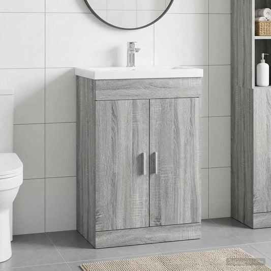 vidaXL Bathroom Under Sink Cabinet Grey Sonoma 78.5 x 37.5 x 81 cm