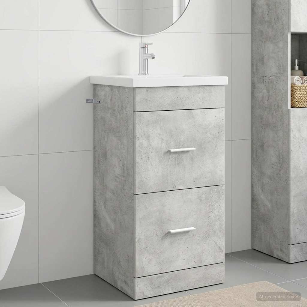 vidaXL Bathroom Vanity with Sink Concrete Grey 42 x 40 x 84.5 cm