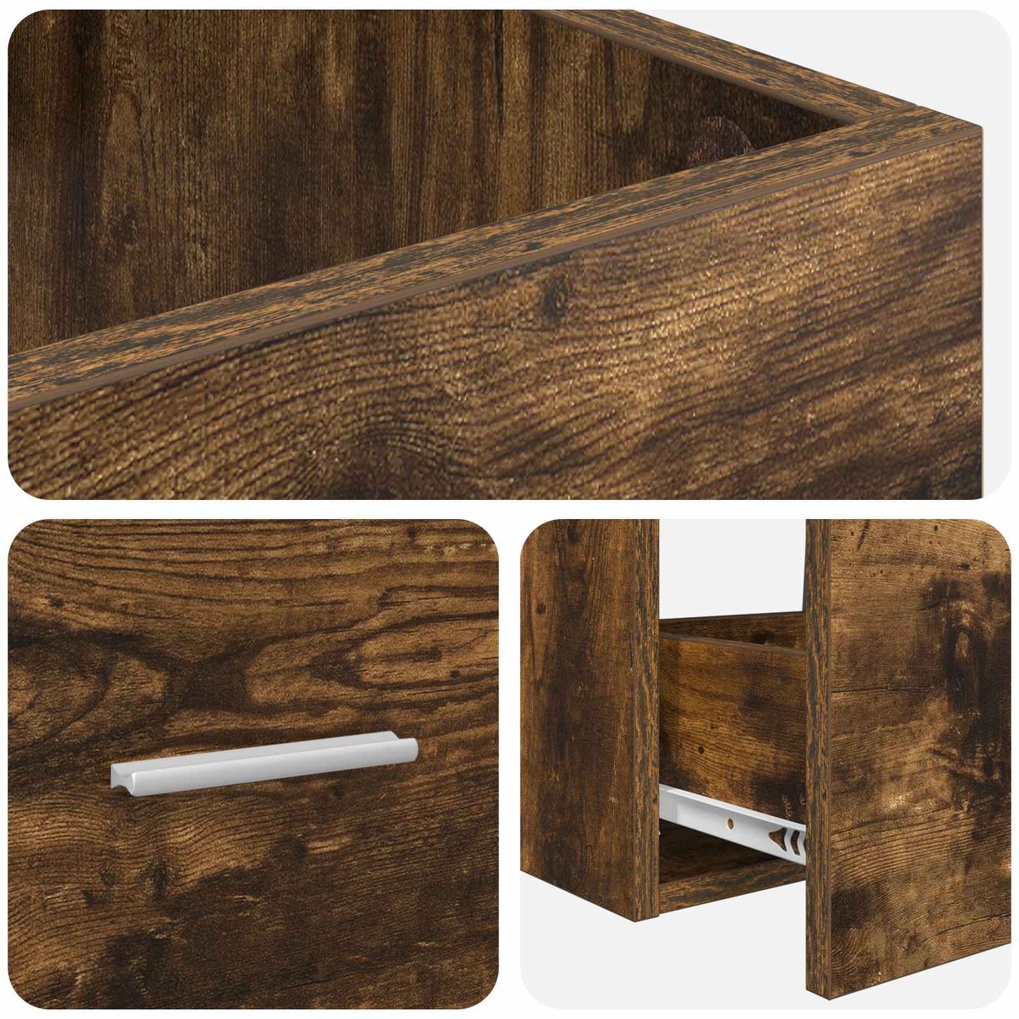 vidaXL Bathroom Vanity with Sink Smoked Oak 42 x 40 x 84.5 cm