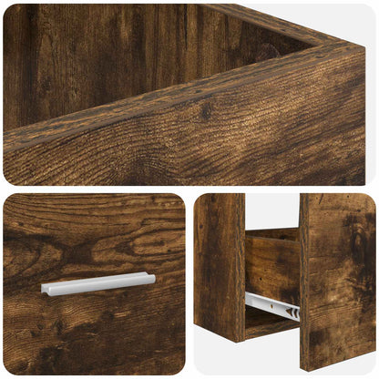 vidaXL Bathroom Vanity with Sink Smoked Oak 42 x 40 x 84.5 cm