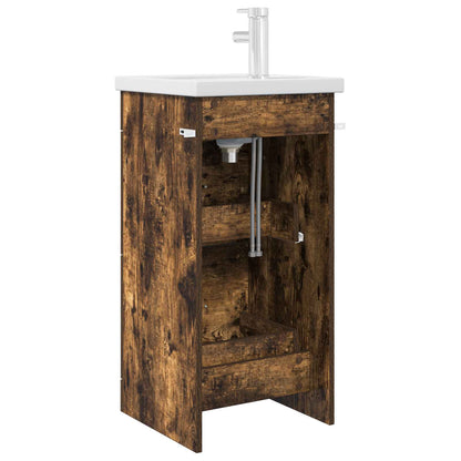 vidaXL Bathroom Vanity with Sink Smoked Oak 42 x 40 x 84.5 cm