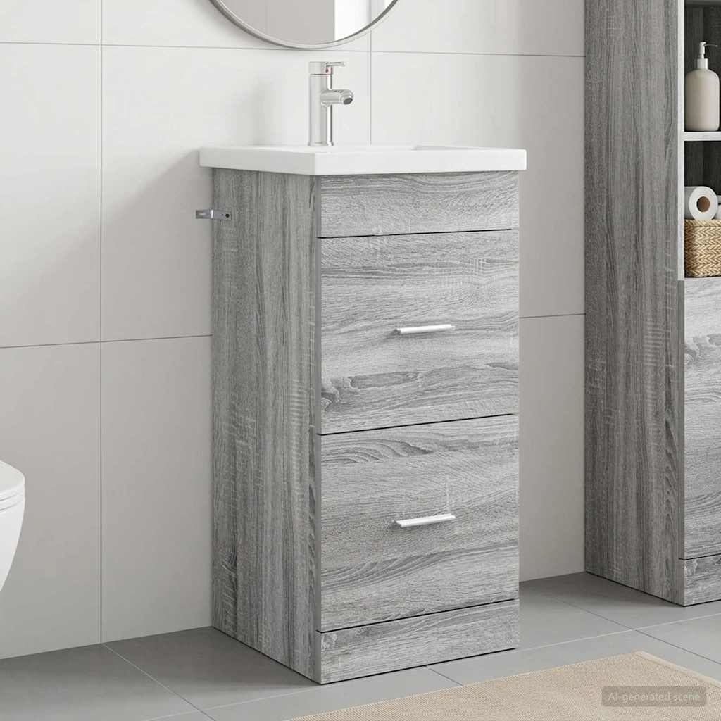 vidaXL Bathroom Vanity with Sink Grey Sonoma 42 x 40 x 84.5 cm