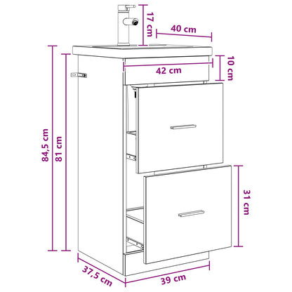 vidaXL Bathroom Vanity with Sink Old Wood 42 x 40 x 84.5 cm