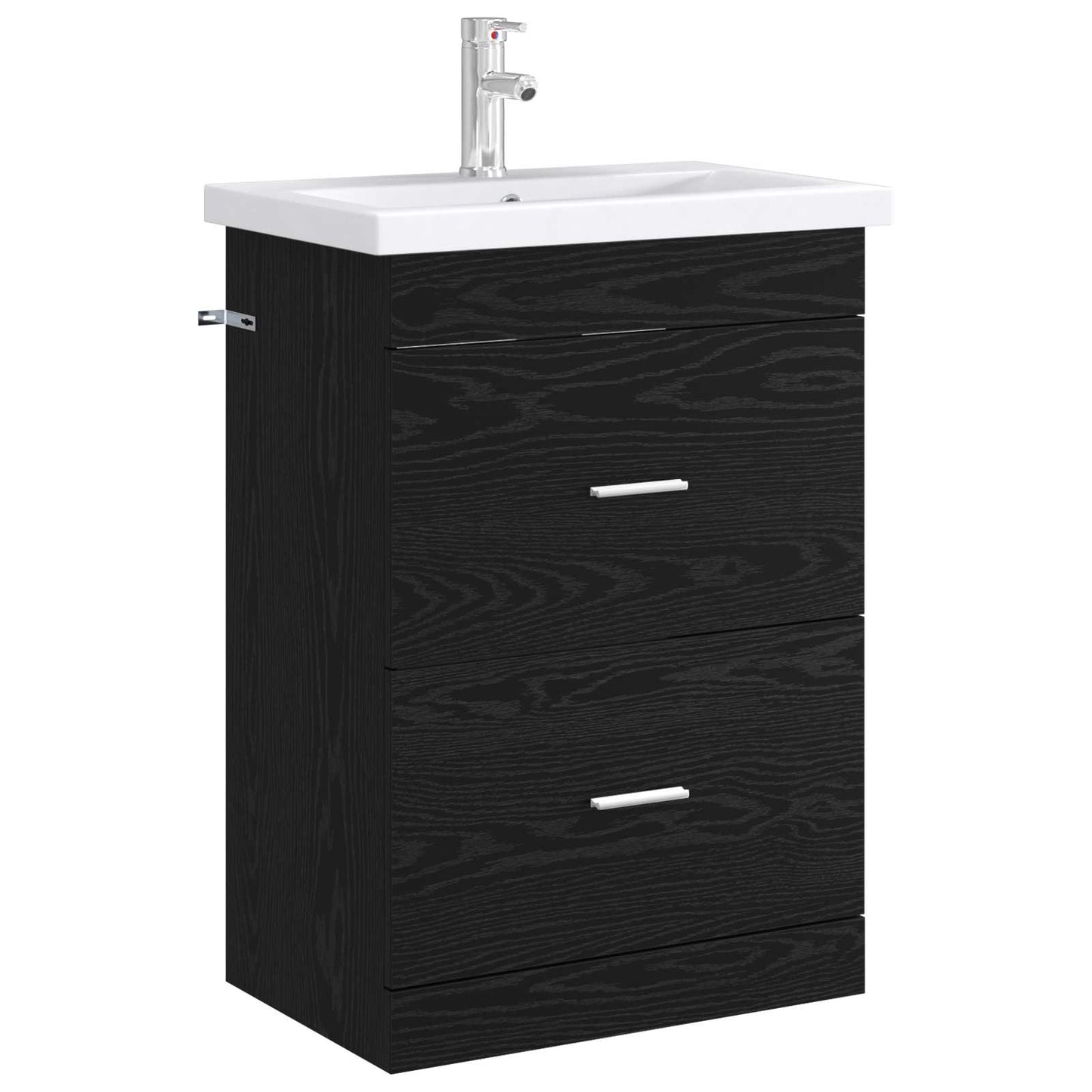 vidaXL Bathroom Under Sink Cabinet Black Oak 56 x 37.5 x 81 cm