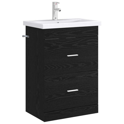 vidaXL Bathroom Under Sink Cabinet Black Oak 56 x 37.5 x 81 cm
