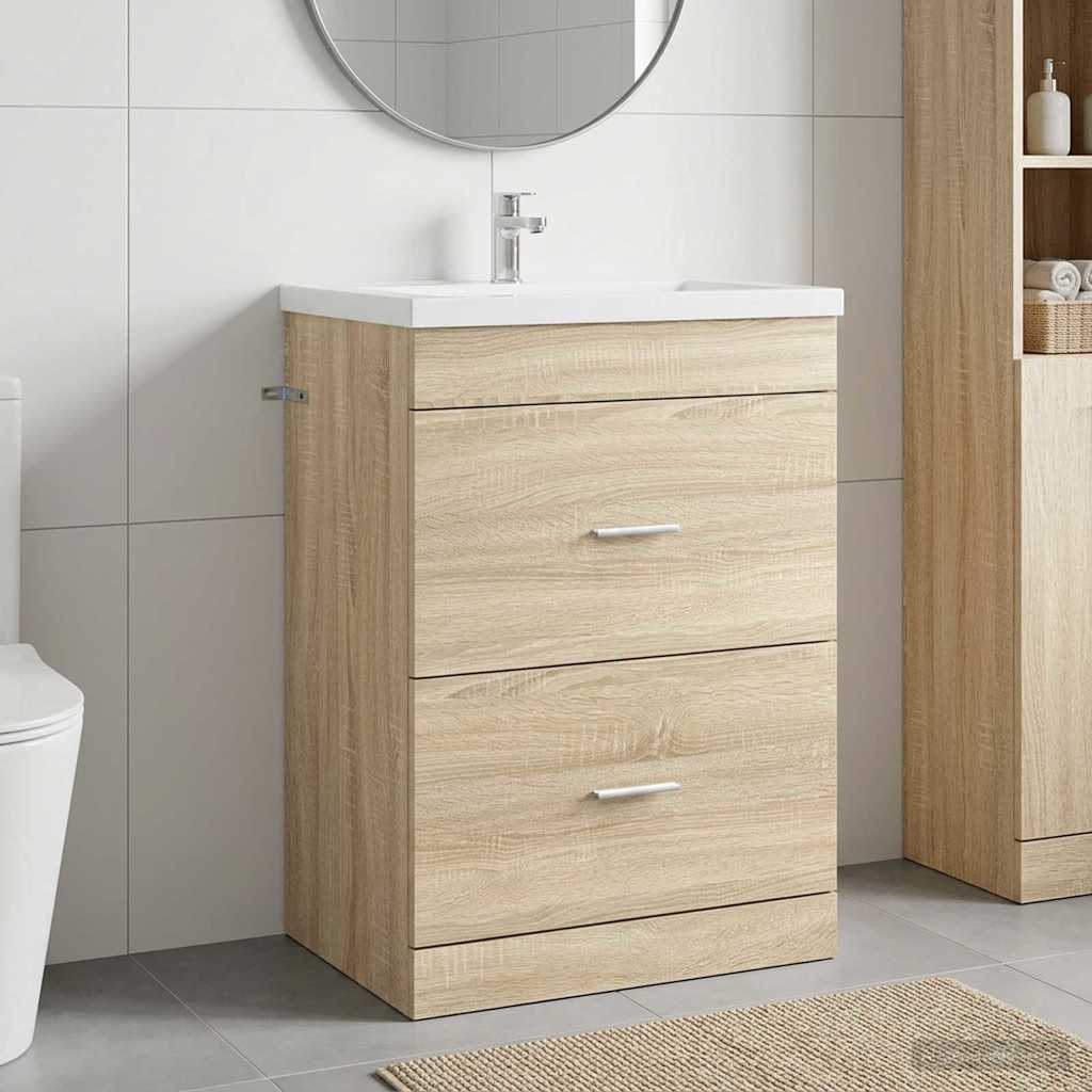 vidaXL Bathroom Under Sink Cabinet Sonoma Oak 56 x 37.5 x 81 cm