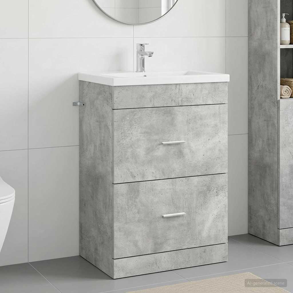 vidaXL Bathroom Under Sink Cabinet Concrete Grey 56 x 37.5 x 81 cm
