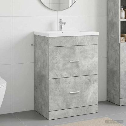 vidaXL Bathroom Under Sink Cabinet Concrete Grey 56 x 37.5 x 81 cm