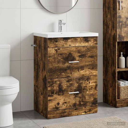 vidaXL Bathroom Under Sink Cabinet Smoked Oak 56 x 37.5 x 81 cm