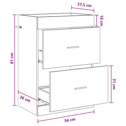vidaXL Bathroom Under Sink Cabinet Smoked Oak 56 x 37.5 x 81 cm