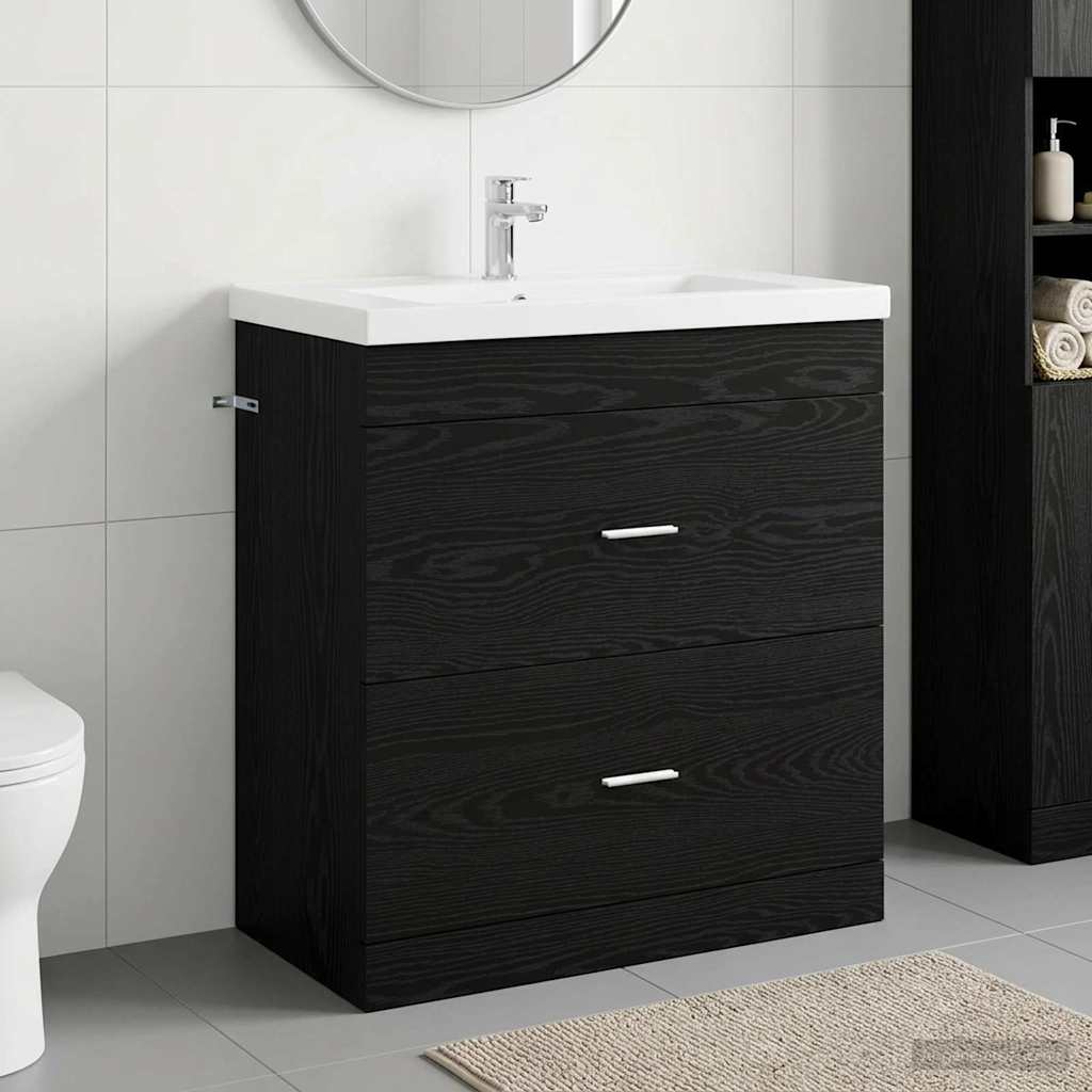 vidaXL Bathroom Under Sink Cabinet Black Oak 78.5 x 37.5 x 81 cm
