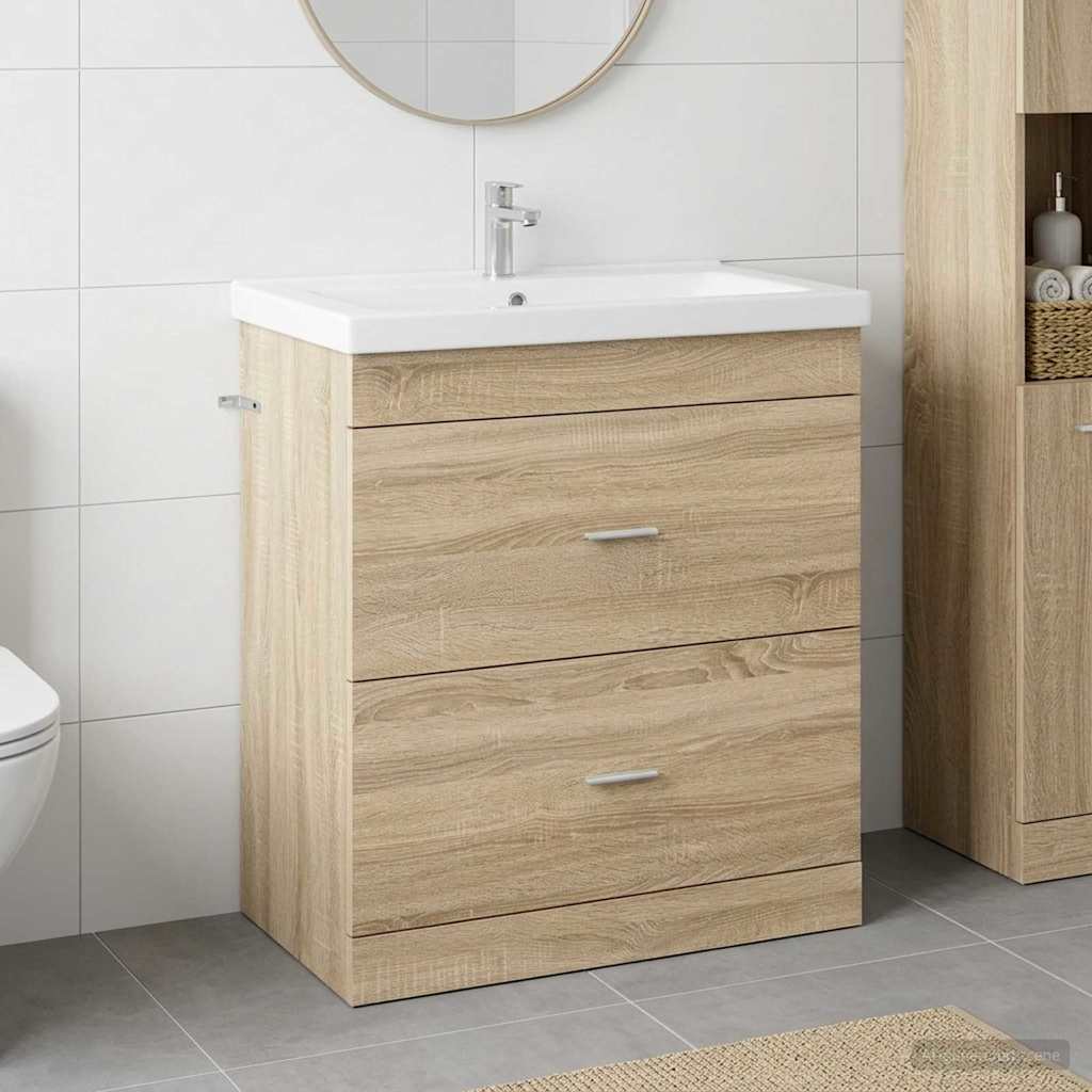 vidaXL Bathroom Under Sink Cabinet Sonoma Oak 78.5 x 37.5 x 81 cm