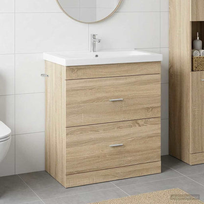 vidaXL Bathroom Under Sink Cabinet Sonoma Oak 78.5 x 37.5 x 81 cm