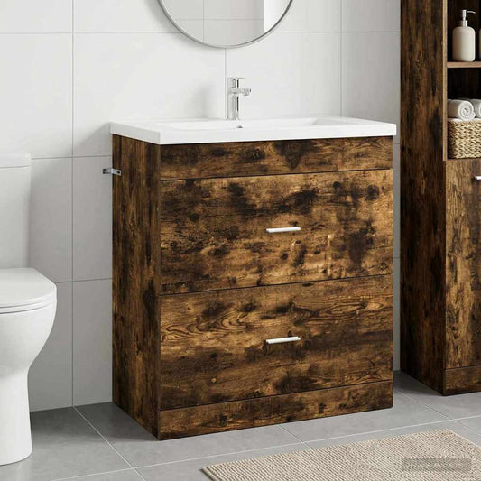 vidaXL Bathroom Under Sink Cabinet Smoked Oak 78.5 x 37.5 x 81 cm