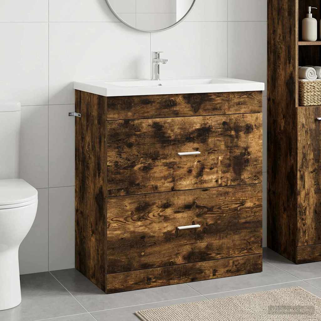 vidaXL Bathroom Under Sink Cabinet Smoked Oak 78.5 x 37.5 x 81 cm