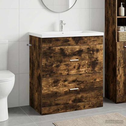 vidaXL Bathroom Under Sink Cabinet Smoked Oak 78.5 x 37.5 x 81 cm