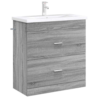 vidaXL Bathroom Under Sink Cabinet Grey Sonoma 78.5 x 37.5 x 81 cm