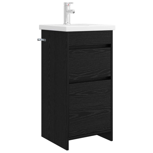 vidaXL Bathroom Vanity with Sink Black Oak 42 x 40 x 84.5 cm