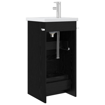 vidaXL Bathroom Vanity with Sink Black Oak 42 x 40 x 84.5 cm
