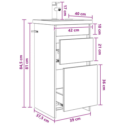 vidaXL Bathroom Vanity with Sink Concrete Grey 42 x 40 x 84.5 cm