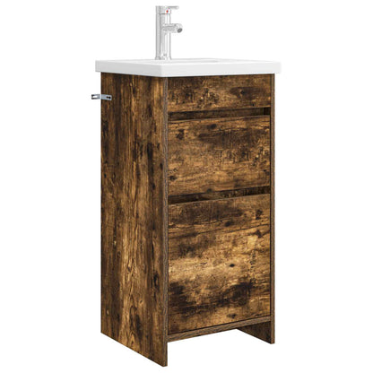 vidaXL Bathroom Vanity with Sink Smoked Oak 42 x 40 x 84.5 cm