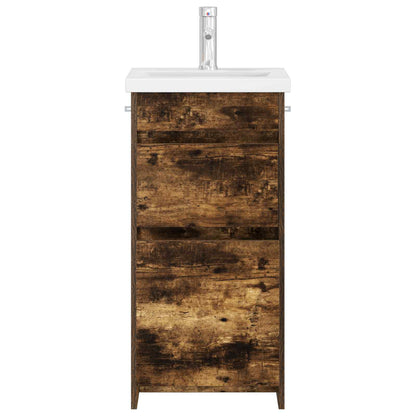 vidaXL Bathroom Vanity with Sink Smoked Oak 42 x 40 x 84.5 cm