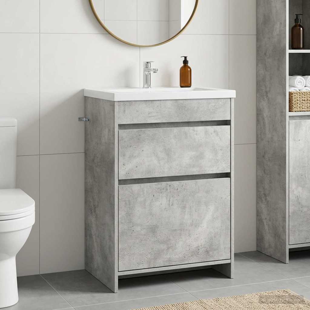 vidaXL Bathroom Under Sink Cabinet Concrete Grey 56 x 37.5 x 81 cm