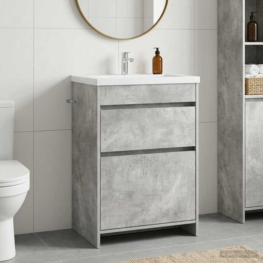 vidaXL Bathroom Under Sink Cabinet Concrete Grey 56 x 37.5 x 81 cm